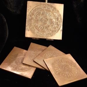 Set of 4 Bronze Wooden Coasters